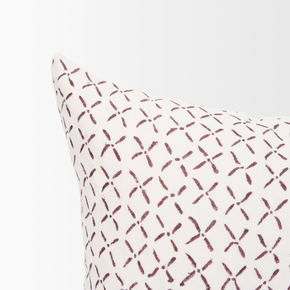 Jayden Cream w/ Merlot Print Linen Lumbar Decorative Pillow Cover from Mercana - Luna Furniture
