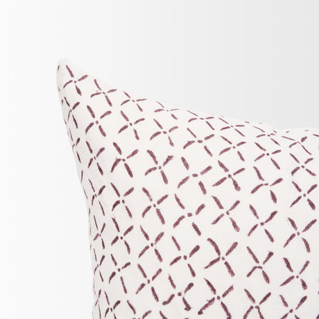 Jayden Cream w/ Merlot Print Linen Lumbar Decorative Pillow Cover from Mercana - Luna Furniture