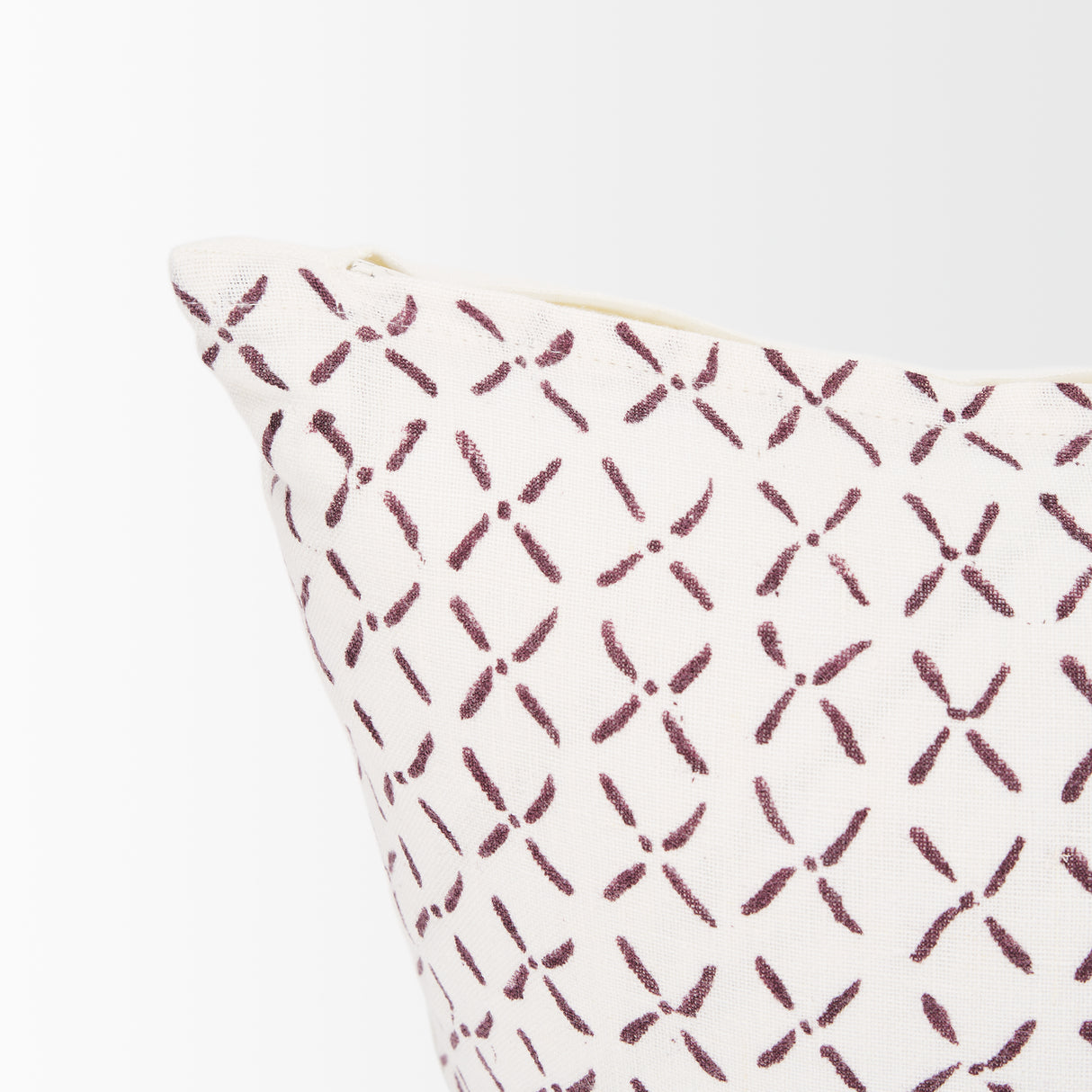 Jayden Cream w/ Merlot Print Linen Lumbar Decorative Pillow Cover from Mercana - Luna Furniture