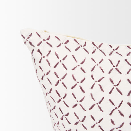 Jayden Cream w/ Merlot Print Linen Lumbar Decorative Pillow Cover from Mercana - Luna Furniture