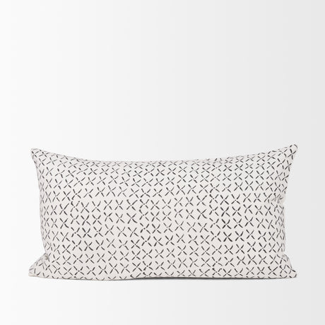 Jayden Cream w/ Black Print Linen Lumbar Decorative Pillow Cover from Mercana - Luna Furniture