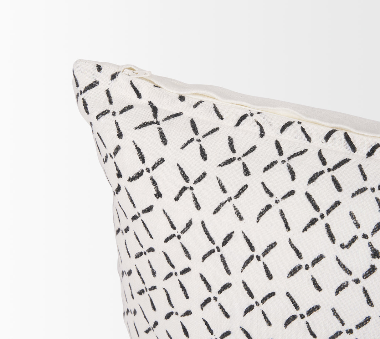 Jayden Cream w/ Black Print Linen Lumbar Decorative Pillow Cover from Mercana - Luna Furniture