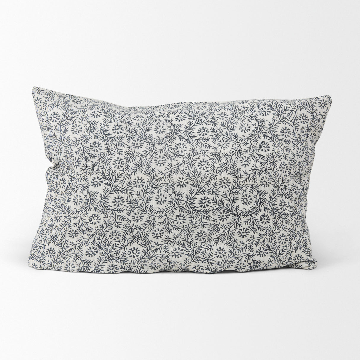Jayne Cream w/ Indigo Print Linen Lumbar Decorative Pillow Cover from Mercana - Luna Furniture