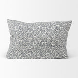 Jayne Cream w/ Indigo Print Linen Lumbar Decorative Pillow Cover from Mercana - Luna Furniture