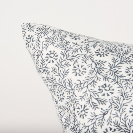 Jayne Cream w/ Indigo Print Linen Lumbar Decorative Pillow Cover from Mercana - Luna Furniture