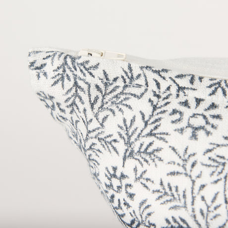 Jayne Cream w/ Indigo Print Linen Lumbar Decorative Pillow Cover from Mercana - Luna Furniture
