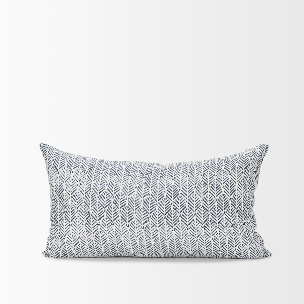 Janelle Cream w/ Indigo Print Linen Lumbar Decorative Pillow Cover from Mercana - Luna Furniture