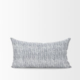 Janelle Cream w/ Indigo Print Linen Lumbar Decorative Pillow Cover from Mercana - Luna Furniture