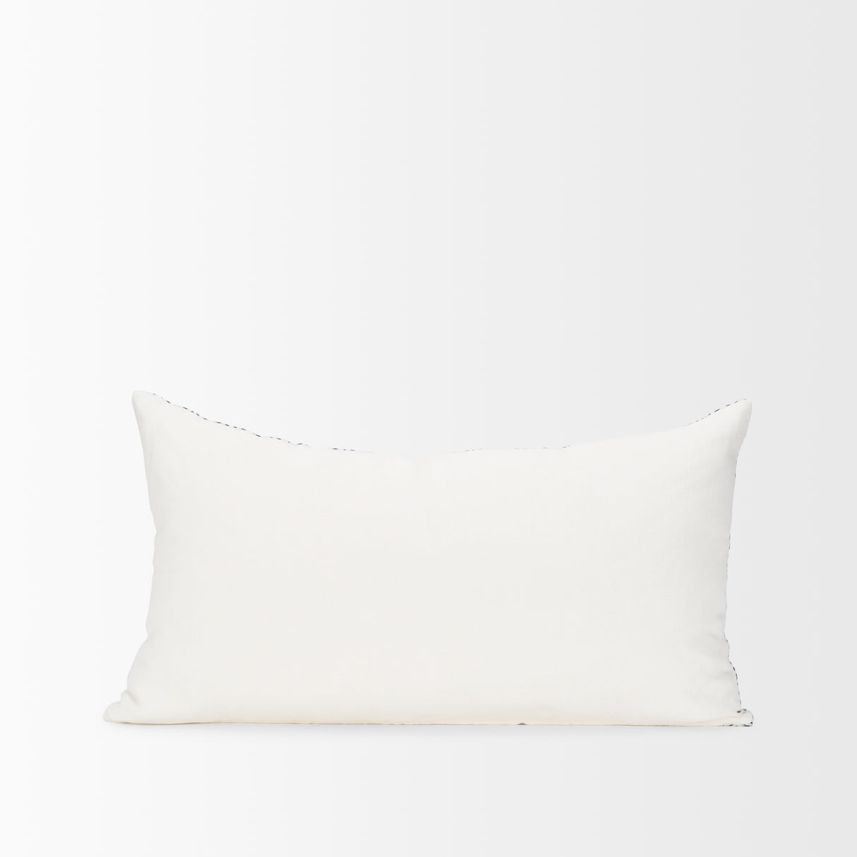 Janelle Cream w/ Indigo Print Linen Lumbar Decorative Pillow Cover from Mercana - Luna Furniture