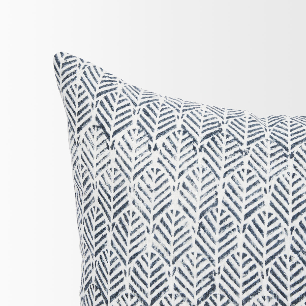 Janelle Cream w/ Indigo Print Linen Lumbar Decorative Pillow Cover from Mercana - Luna Furniture