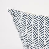 Janelle Cream w/ Indigo Print Linen Lumbar Decorative Pillow Cover from Mercana - Luna Furniture