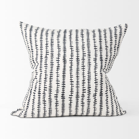 Jenna Cream w/ Black Print Linen Square Decorative Pillow Cover from Mercana - Luna Furniture