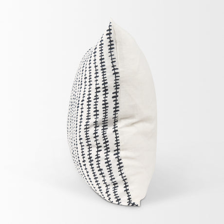 Jenna Cream w/ Black Print Linen Square Decorative Pillow Cover from Mercana - Luna Furniture
