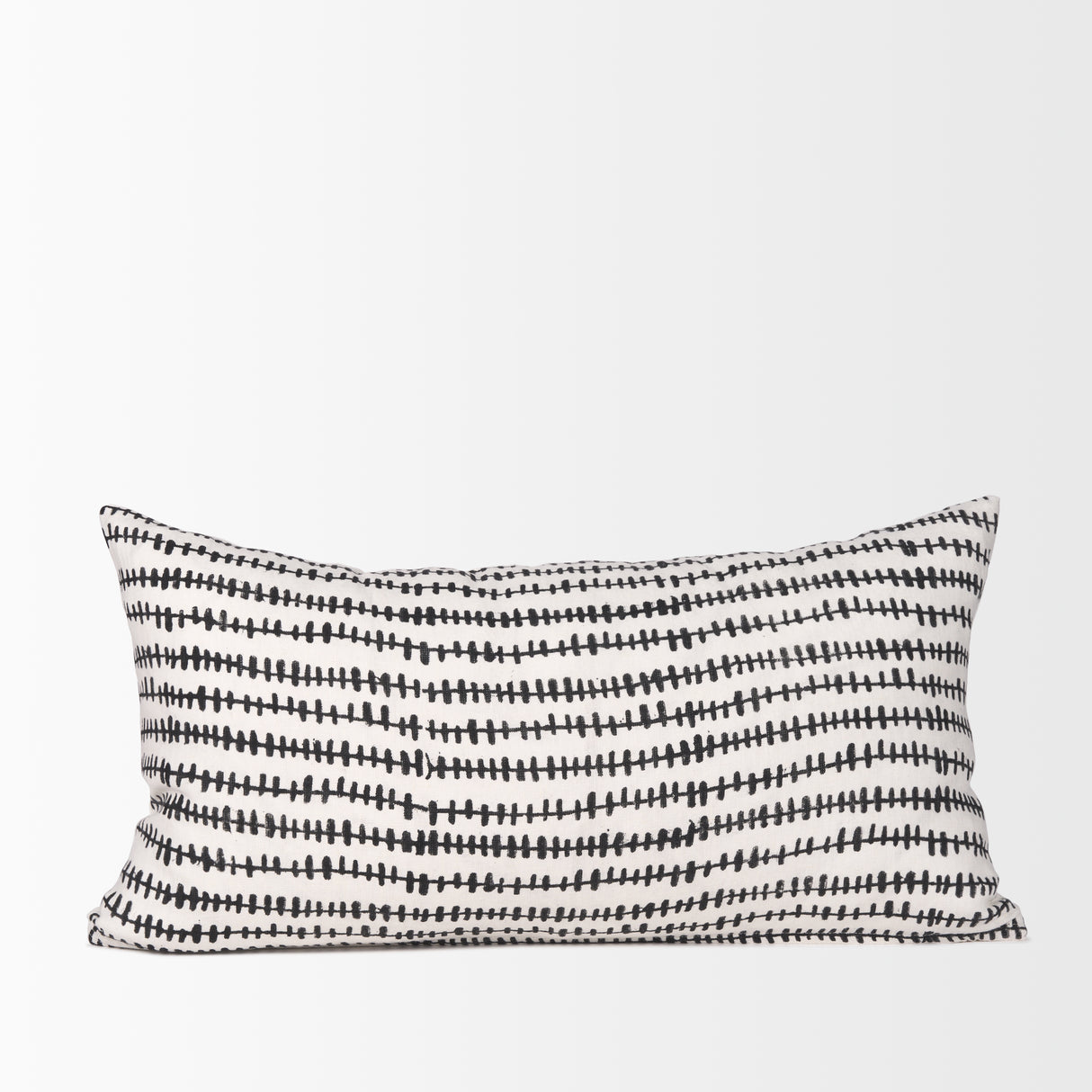 Jenna Cream w/ Black Print Linen Lumbar Decorative Pillow Cover from Mercana - Luna Furniture
