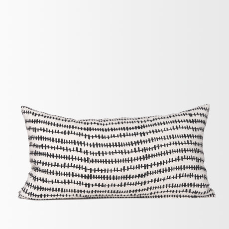 Jenna Cream w/ Black Print Linen Lumbar Decorative Pillow Cover from Mercana - Luna Furniture