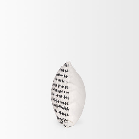 Jenna Cream w/ Black Print Linen Lumbar Decorative Pillow Cover from Mercana - Luna Furniture