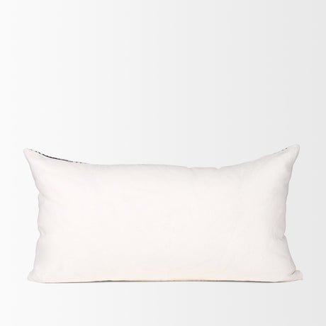 Jenna Cream w/ Black Print Linen Lumbar Decorative Pillow Cover from Mercana - Luna Furniture