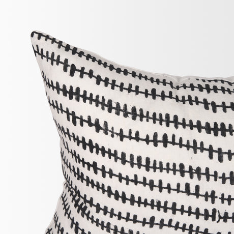 Jenna Cream w/ Black Print Linen Lumbar Decorative Pillow Cover from Mercana - Luna Furniture
