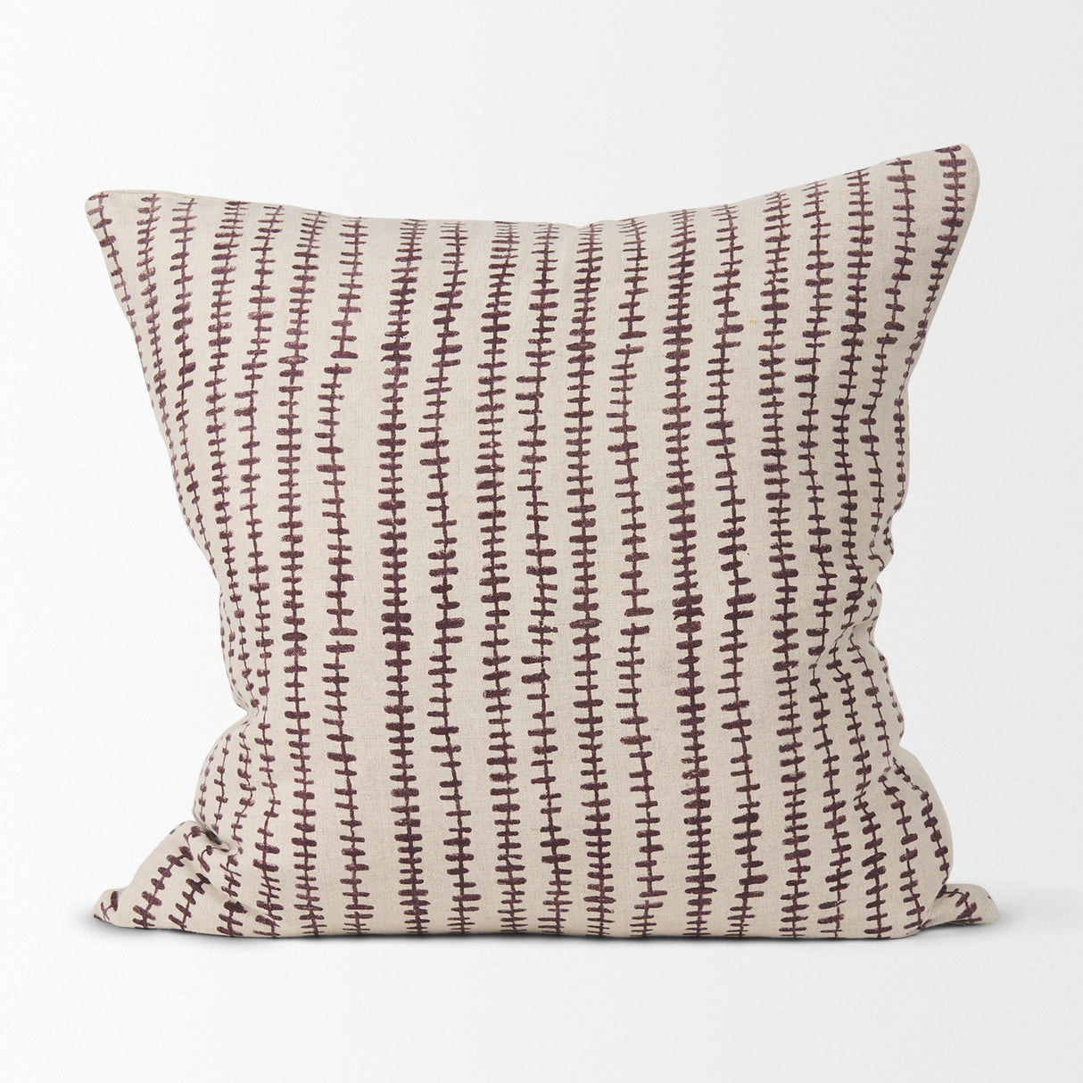 Jenna Beige w/ Merlot Print Linen Square Decorative Pillow Cover from Mercana - Luna Furniture