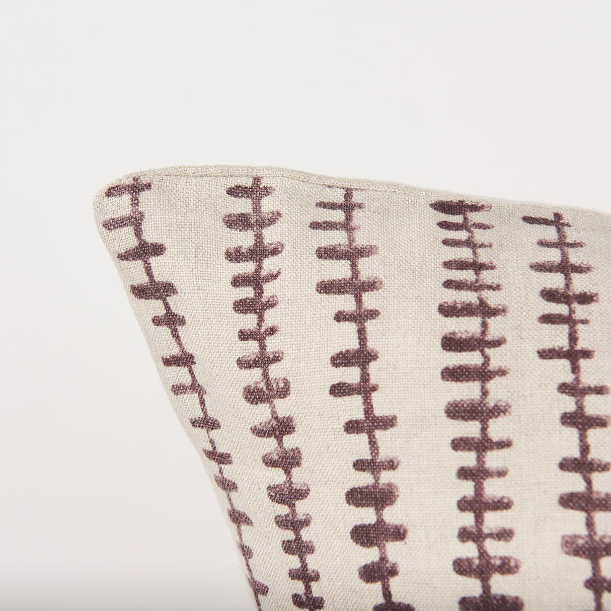 Jenna Beige w/ Merlot Print Linen Square Decorative Pillow Cover from Mercana - Luna Furniture