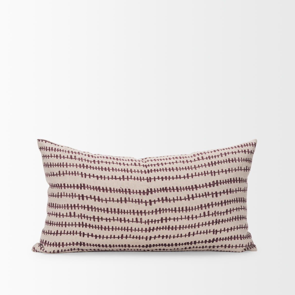 Jenna Beige w/ Merlot Print Linen Lumbar Decorative Pillow Cover from Mercana - Luna Furniture