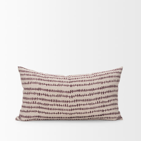 Jenna Beige w/ Merlot Print Linen Lumbar Decorative Pillow Cover from Mercana - Luna Furniture