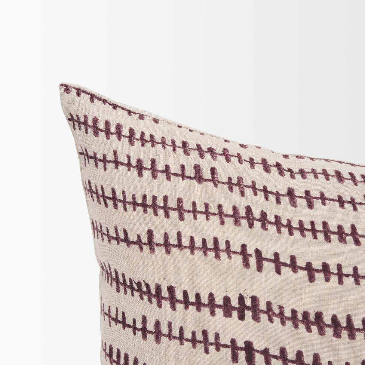 Jenna Beige w/ Merlot Print Linen Lumbar Decorative Pillow Cover from Mercana - Luna Furniture