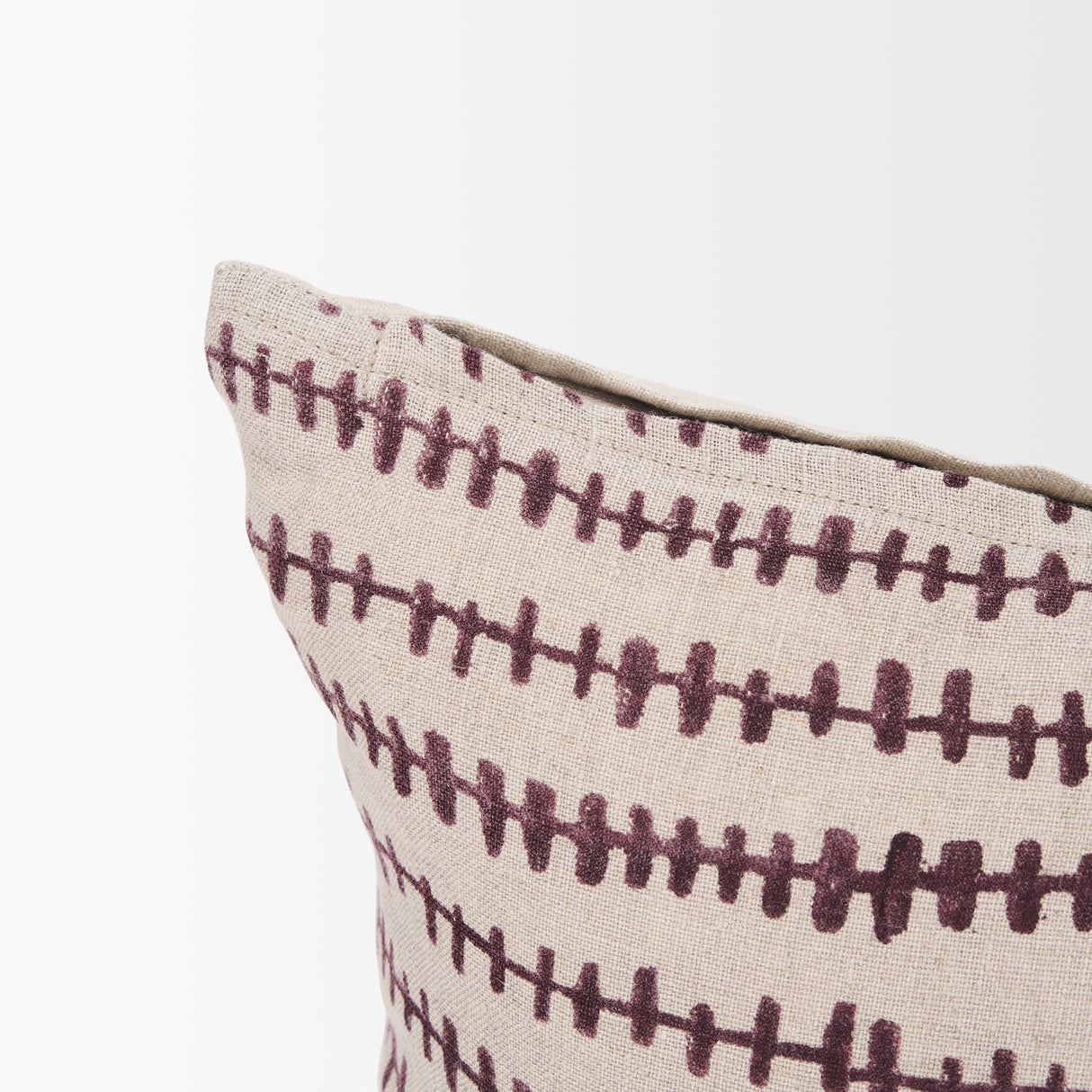 Jenna Beige w/ Merlot Print Linen Lumbar Decorative Pillow Cover from Mercana - Luna Furniture