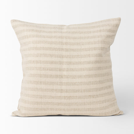 Jace Cream w/ Beige Stripe Linen-Cotton Square Decorative Pillow Cover from Mercana - Luna Furniture