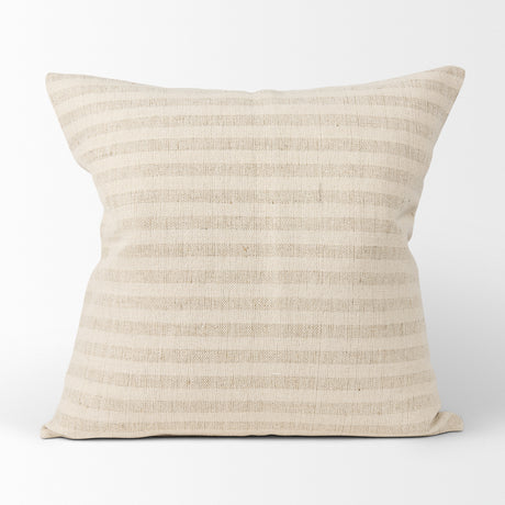 Jace Cream w/ Beige Stripe Linen-Cotton Square Decorative Pillow Cover from Mercana - Luna Furniture