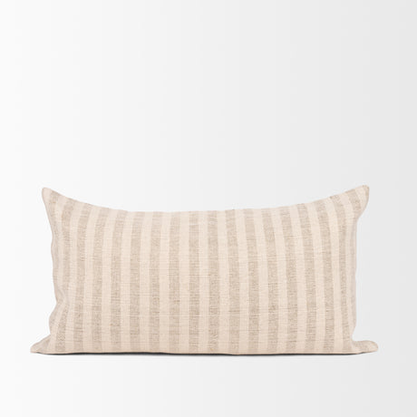 Jace Cream w/ Beige Stripe Lumbar Decorative Pillow Cover from Mercana - Luna Furniture