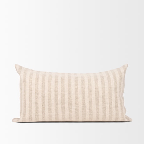 Jace Cream w/ Beige Stripe Lumbar Decorative Pillow Cover from Mercana - Luna Furniture