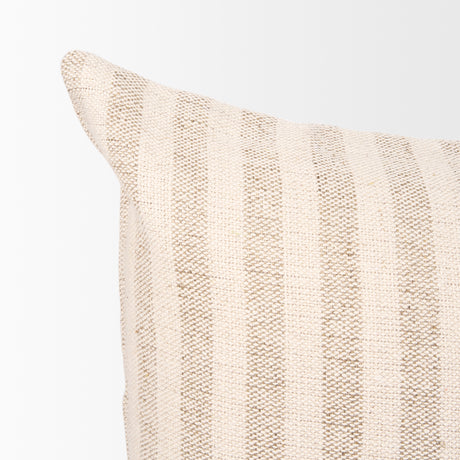 Jace Cream w/ Beige Stripe Lumbar Decorative Pillow Cover from Mercana - Luna Furniture
