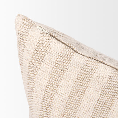 Jace Cream w/ Beige Stripe Lumbar Decorative Pillow Cover from Mercana - Luna Furniture