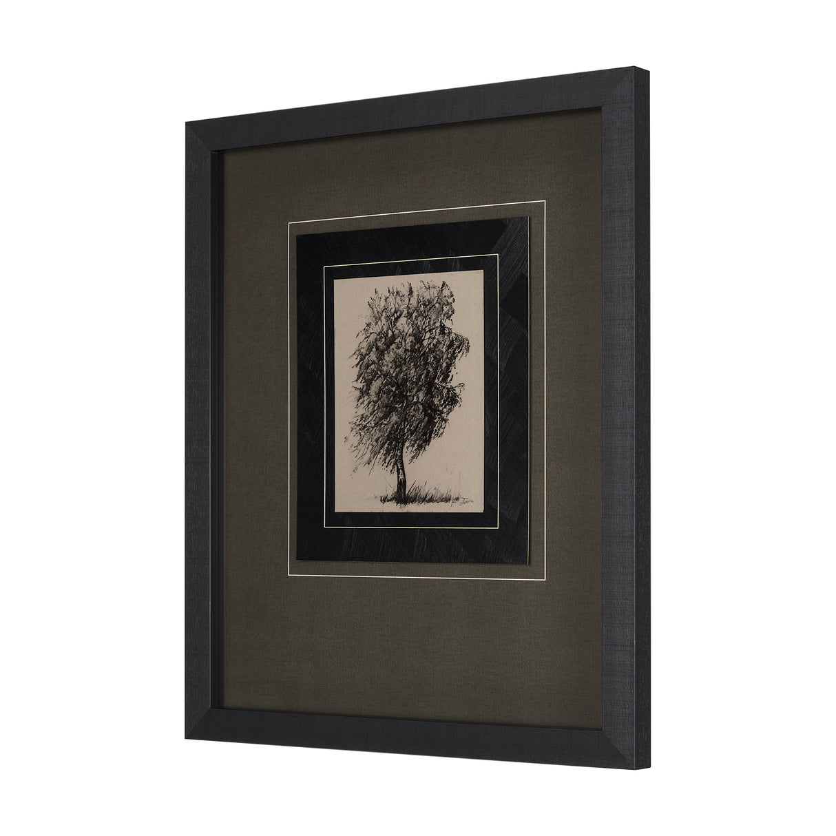 Tree Drawing II by Mercana Studio a Hand Embellished Textured Framed Art Print Matted under Glass from Mercana - Luna Furniture