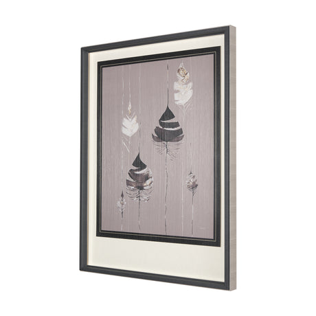 Rain of Feather Warm Gray by Mercana Studio Hand Embellished Framed Art Print Matted under Glass from Mercana - Luna Furniture