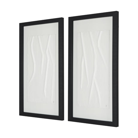 White Vines I (SET OF 2) by Studio M a handmade Original Framed 3D Textured Artwork under Glass from Mercana - Luna Furniture