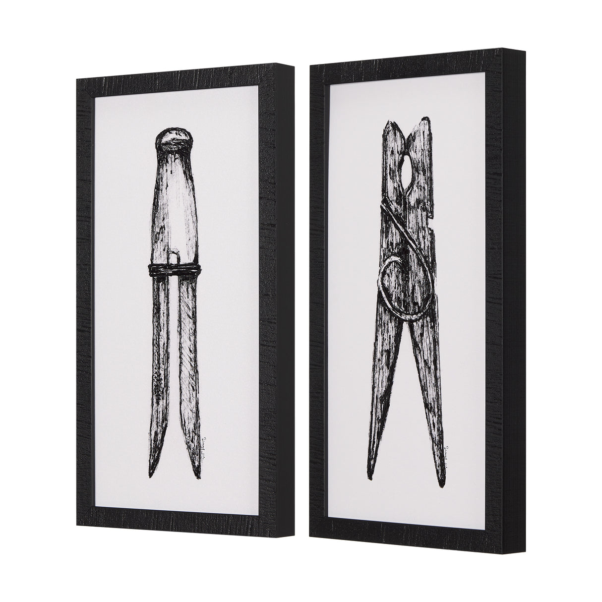 Vintage Cloth Peg I by Mercana Studio a Hand Embellished Textured Framed Art Print from Mercana - Luna Furniture
