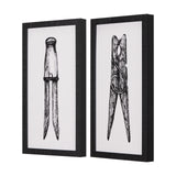 Vintage Cloth Peg I by Mercana Studio a Hand Embellished Textured Framed Art Print from Mercana - Luna Furniture