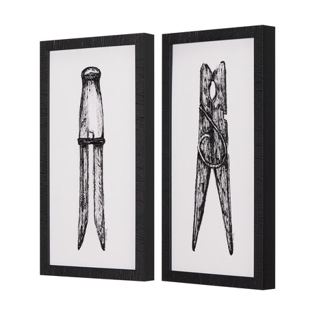 Vintage Cloth Peg I by Mercana Studio a Hand Embellished Textured Framed Art Print from Mercana - Luna Furniture