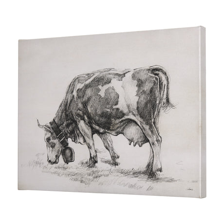 Old West Collection IV (Cow Sketch) by Mercana Studio a Hand Embellished Textured Canvas from Mercana - Luna Furniture