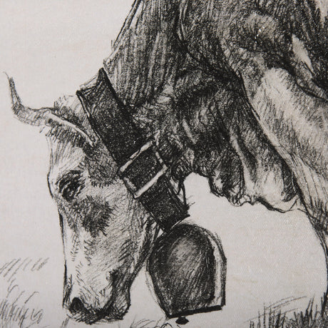 Old West Collection IV (Cow Sketch) by Mercana Studio a Hand Embellished Textured Canvas from Mercana - Luna Furniture