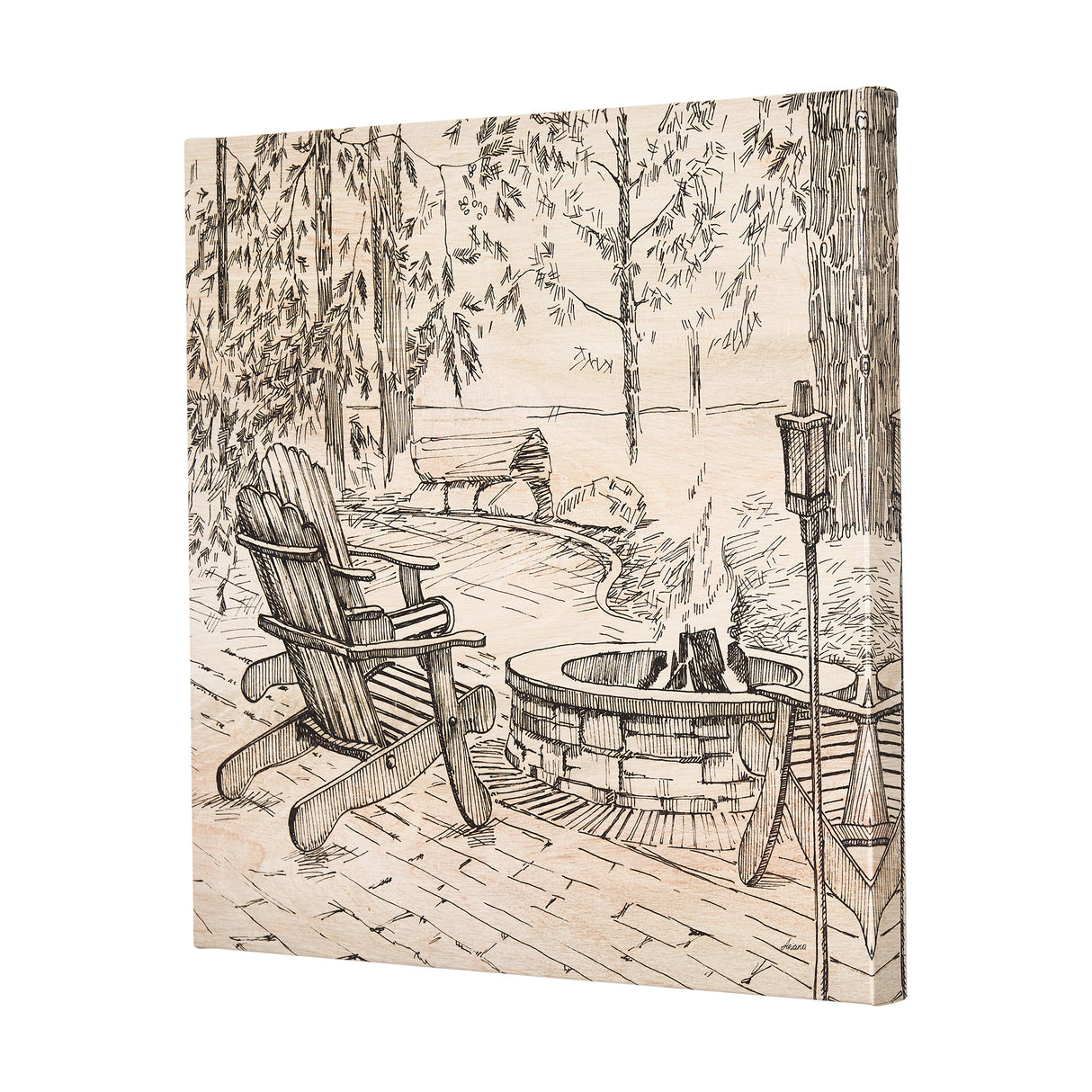 Fireside III by Mercana Studio a Hand Embellished Textured Canvas from Mercana - Luna Furniture