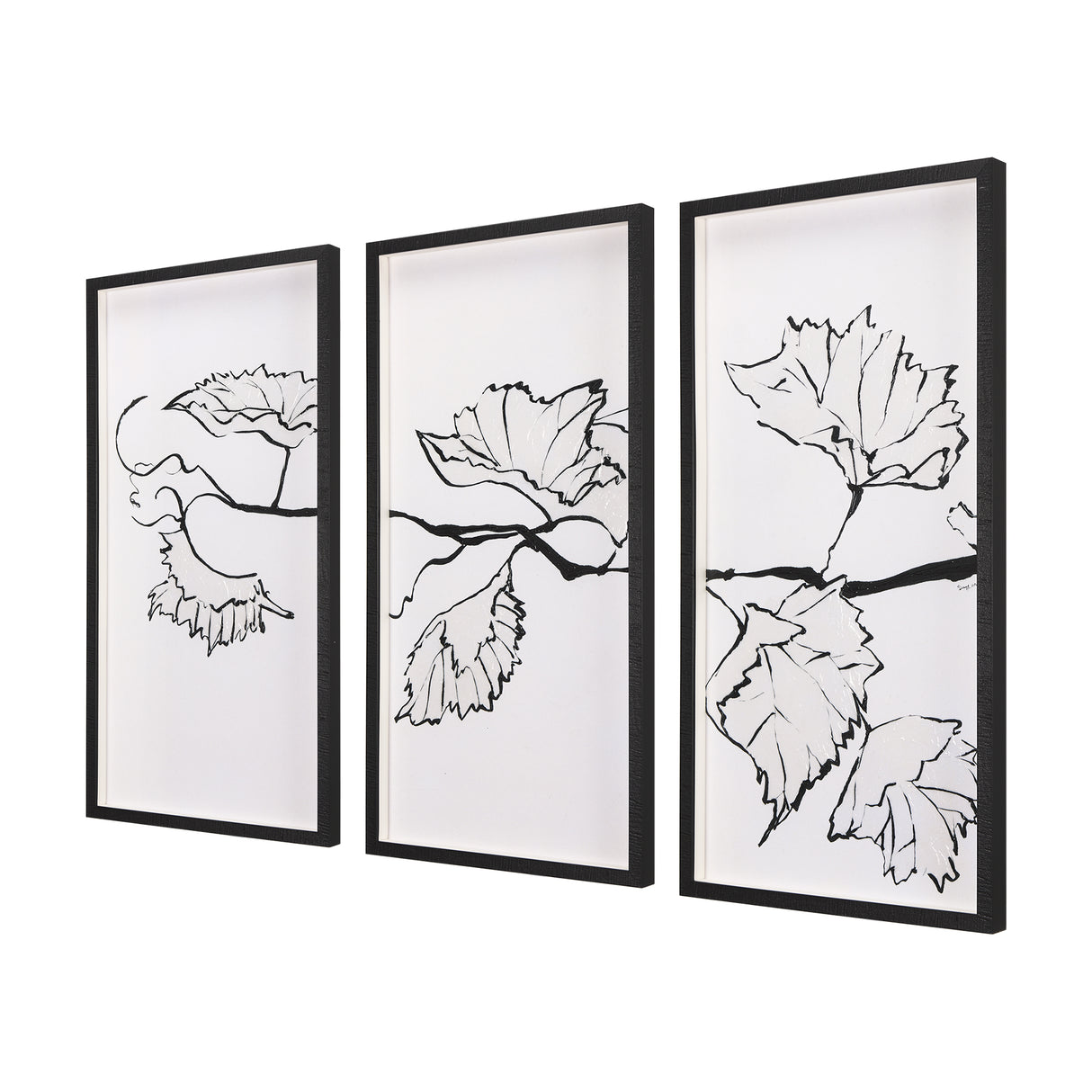Begonia Vine (Left) by Mercana Studio Hand Embellished Textured Framed Art Print Matted under Glass from Mercana - Luna Furniture
