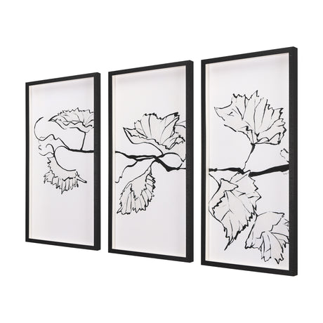 Begonia Vine (Left) by Mercana Studio Hand Embellished Textured Framed Art Print Matted under Glass from Mercana - Luna Furniture