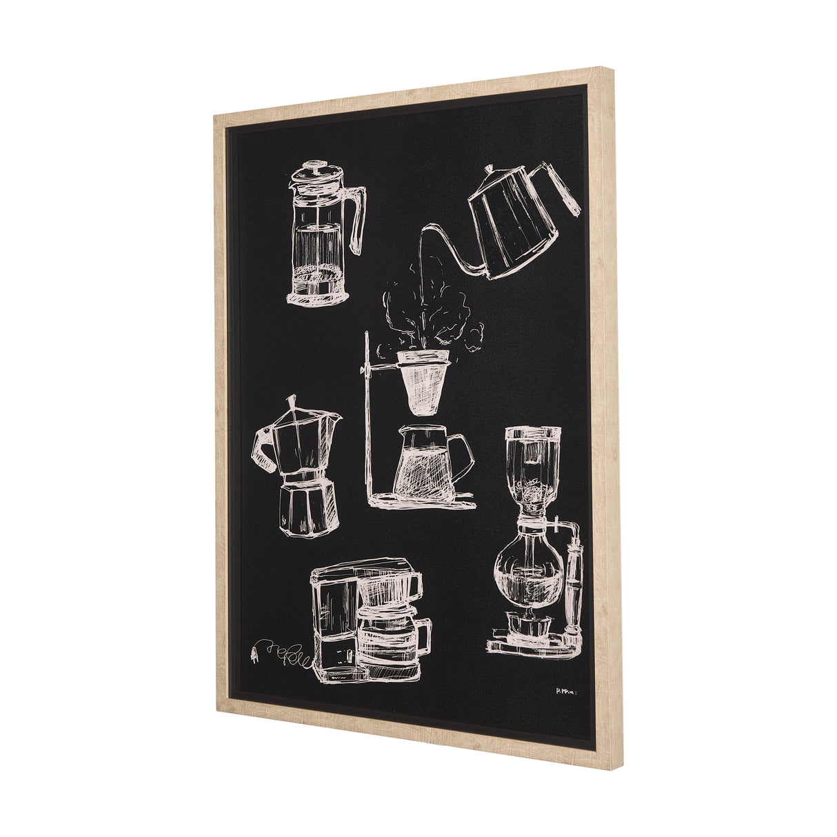 Coffee Maker Study by Mercana Studio a Hand Embellished Textured Framed Art Print Matted under Glass from Mercana - Luna Furniture
