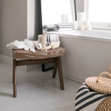 Arvin 21.7L x 17.7W x 18.1H Medium Brown Wooden Stool from Mercana - Luna Furniture