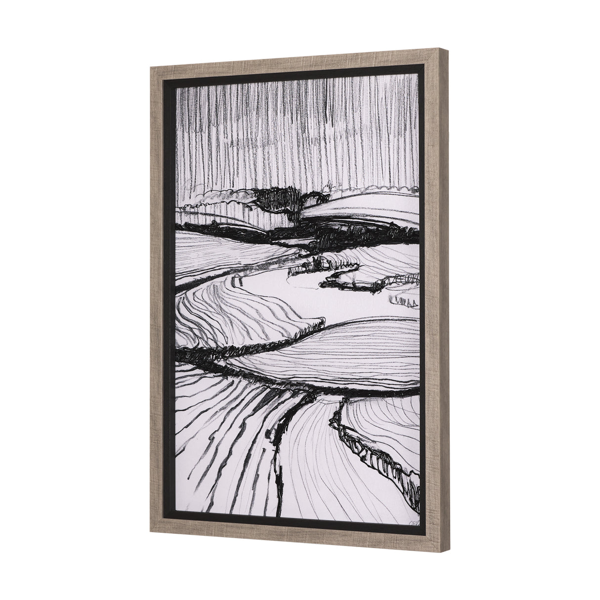Rural Sketch-I by Mercana Studio a Hand Embellished Textured Framed Art Print from Mercana - Luna Furniture