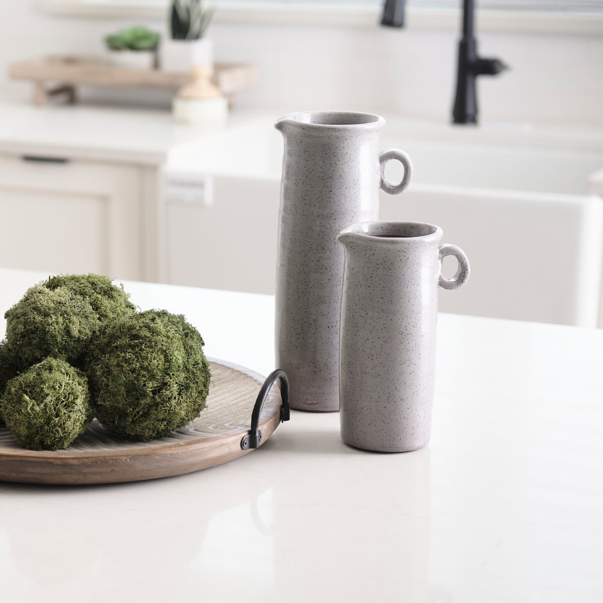 Frieda Large Freckled Gray Ceramic Jug from Mercana - Luna Furniture