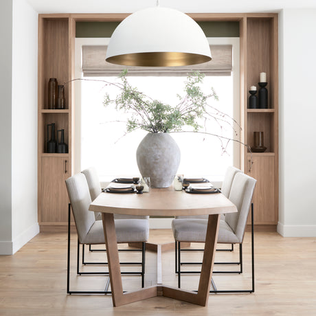 Stamford Beige Upholstered Seat w/ Wood Back, Black Metal Frame Dining Chair from Mercana - Luna Furniture